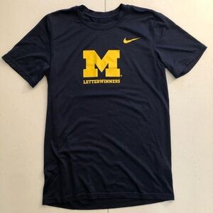 Nike Michigan Wolverines Dri-Fit Navy Blue Letterwinners T-Shirt Size S